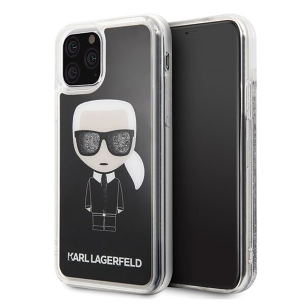 Karl Lagerfeld Iconic Glitter – iPhone 11 Pro Max dėklas (juodas)