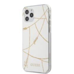 Guess Gold Chain – dėklas, skirtas iPhone 12 / iPhone 12 Pro (baltas)