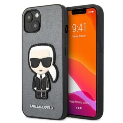 Karl Lagerfeld Saffiano Ikonik Patch – dėklas, skirtas iPhone 13 (sidabras)