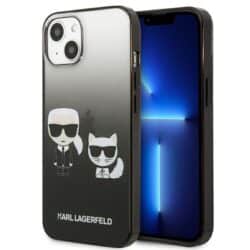 Karl Lagerfeld Gradient Ikonik Karl & Choupette – dėklas, skirtas iPhone 13 mini (juodas)