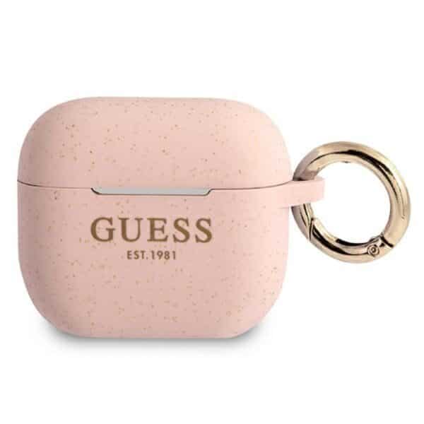 2614895F-3754-EC11-91AD-2CEA7FB072AA.jpg Guess Silicone Glitter Case Est – dėklas, skirtas Airpods 3 (rožinis)