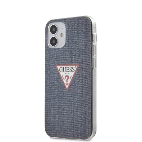 Guess Denim Triangle Dk – dėklas iPhone 12 Mini (tamsiai mėlyna)
