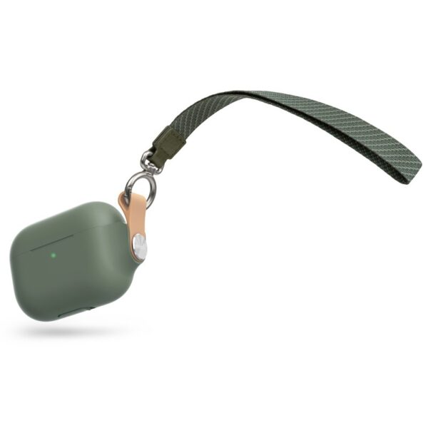 Moshi Pebbo dėklas, skirtas AirPods Pro su nuimamu riešo dirželiu ir LintGuard™ apsauga – mėtų žalia