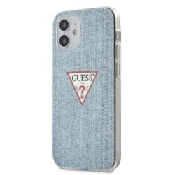 Guess Denim Triangle Lt – dėklas, skirtas iPhone 12 Mini (mėlynas)