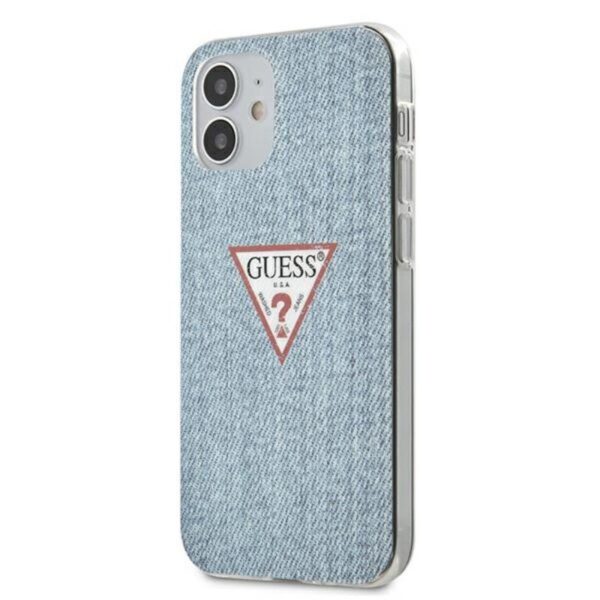 Guess Denim Triangle Lt – dėklas, skirtas iPhone 12 Mini (mėlynas)