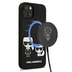 Karl Lagerfeld Slilicone Karl & Choupette Magsafe – dėklas, skirtas iPhone 13 (rožinis)