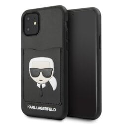 Karl Lagerfeld Booktype – iPhone 11 dėklas su kortelės lizdu (juodas)