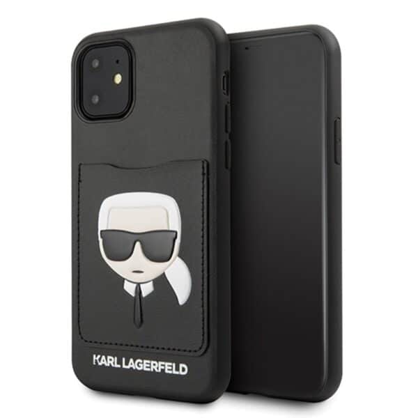 Karl Lagerfeld Booktype – iPhone 11 dėklas su kortelės lizdu (juodas)
