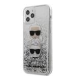 „Karl Lagerfeld Liquid Glitter 2 Heads“ – „iPhone 12“ / „iPhone 12 Pro“ dėklas (sidabras)