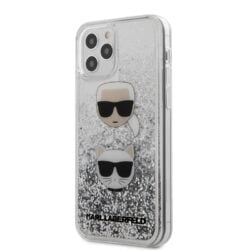 „Karl Lagerfeld Liquid Glitter 2 Heads“ – „iPhone 12“ / „iPhone 12 Pro“ dėklas (sidabras)