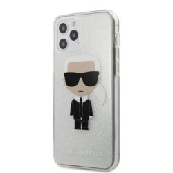 Karl Lagerfeld Iconik Glitter – „iPhone 12“ / „iPhone 12 Pro“ dėklas (sidabras)