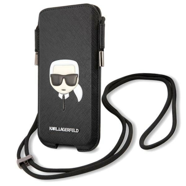 Karl Lagerfeld Saffiano Ikonik Karl`s Head Pouch – išmaniojo telefono krepšys S/M