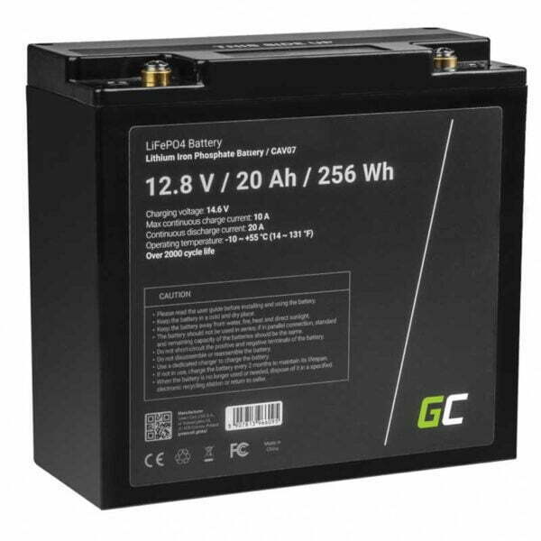 Green Cell – LiFePO4 12V 12,8V 20Ah baterija, skirta fotovoltinėms sistemoms, nameliams ant ratų ir valtims