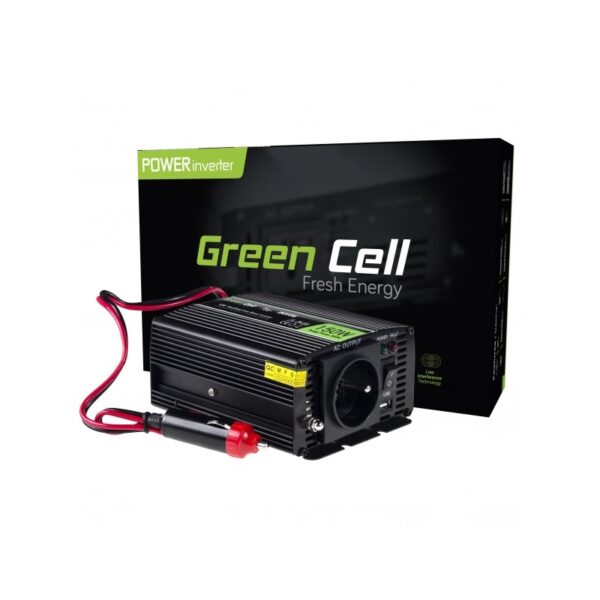 Green Cell – įtampos keitiklis Inverteris nuo 12V iki 230V 150W / 300W Modifikuota sinusinė banga