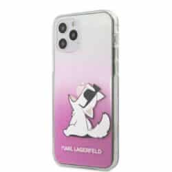Karl Lagerfeld Choupette linksmi akiniai nuo saulės – dėklas, skirtas iPhone 12 / 12 Pro (rožinis)