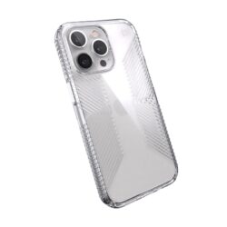 Speck Presidio Perfect-Clear su rankenomis – iPhone 13 Pro dėklas su MICROBAN danga (skaidrus)