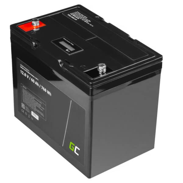 Green Cell – LiFePO4 12V 12,8V 60Ah baterija, skirta fotovoltinėms sistemoms, nameliams ant ratų ir valtims