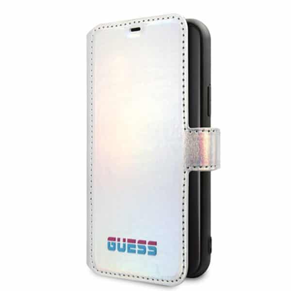 Guess Iridescent Booktype – iPhone 11 Pro dėklas (sidabras)