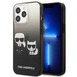 Karl Lagerfeld Gradient Ikonik Karl & Choupette – dėklas, skirtas iPhone 13 Pro Max (juodas)