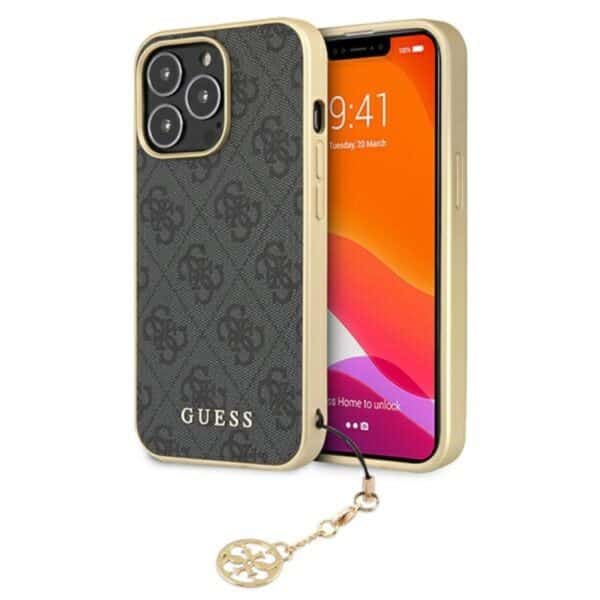 Guess 4G Charms kolekcija – dėklas, skirtas iPhone 13 Pro Max (pilkas)