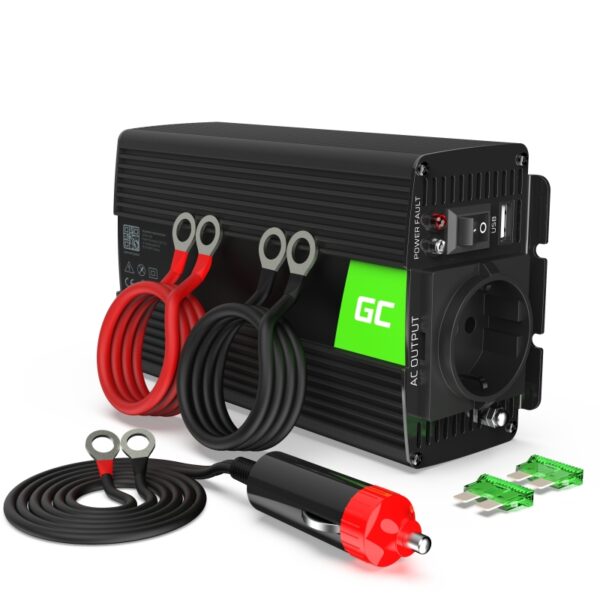 3DA5FAB0-3654-EC11-91AD-2CEA7FB072AA.jpg Green Cell – įtampos keitiklis Inverteris nuo 12V iki 230V 500W / 1000W gryna sinusinė banga