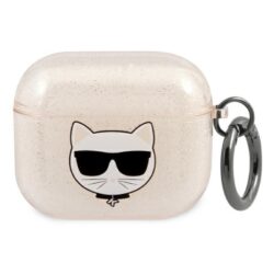 Karl Lagerfeld Choupette Head Glitter – „AirPods 3“ dėklas (auksinis)