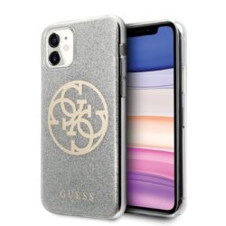 Guess Circle Glitter 4G – dėklas, skirtas iPhone 11 (šviesiai pilkas)