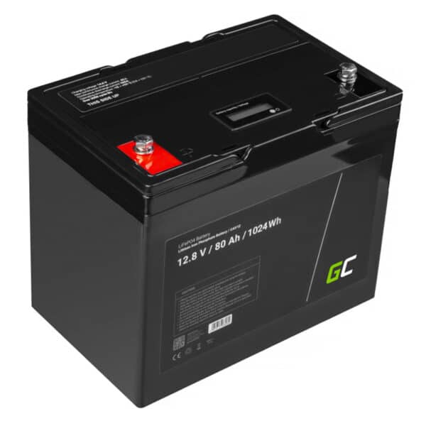 Green Cell – LiFePO4 12V 12.8V 80Ah baterija, skirta fotovoltinėms sistemoms, nameliams ant ratų ir valtims