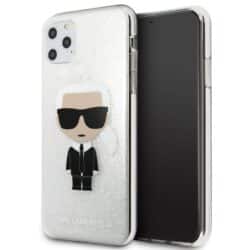 Karl Lagerfeld Iconic Karl dėklas, skirtas iPhone 11 Pro Max (blizgantis sidabras)