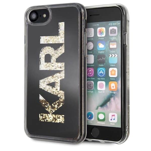 Karl Lagerfeld logotipas Karl- Dėklas, skirtas iPhone SE 2020 / 8 / 7 (Gold Glitter)
