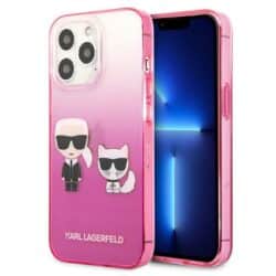 Karl Lagerfeld Gradient Ikonik Karl & Choupette – dėklas, skirtas iPhone 13 Pro Max (rožinis)