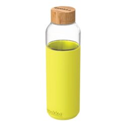 Quokka Flow - stiklinė, suapvalinta gertuvė su silikoniniu dangteliu 660ml (Neon Green)