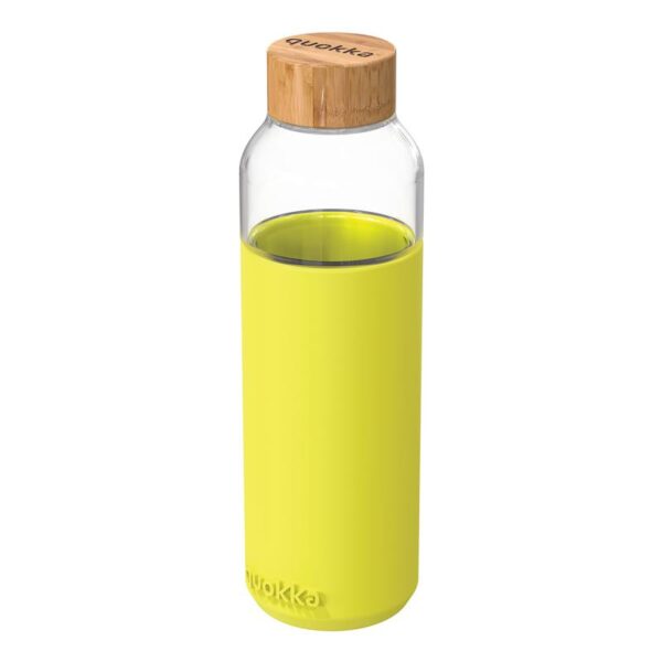 Quokka Flow - stiklinė, suapvalinta gertuvė su silikoniniu dangteliu 660ml (Neon Green)
