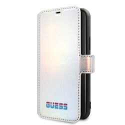 Guess Iridescent Booktype – iPhone 11 Pro Max dėklas (sidabras)