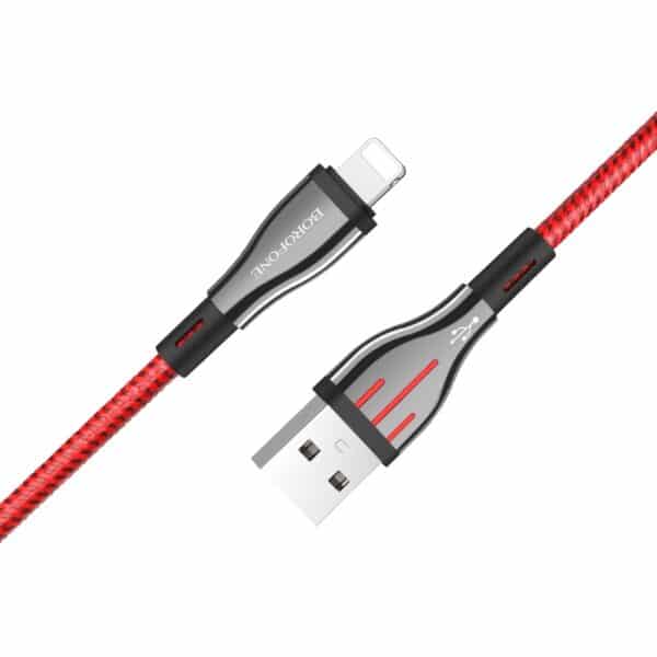 „Borofone Highway“ – 1,2 m USB ir „Lightning“ jungties laidas (juodas / raudonas)