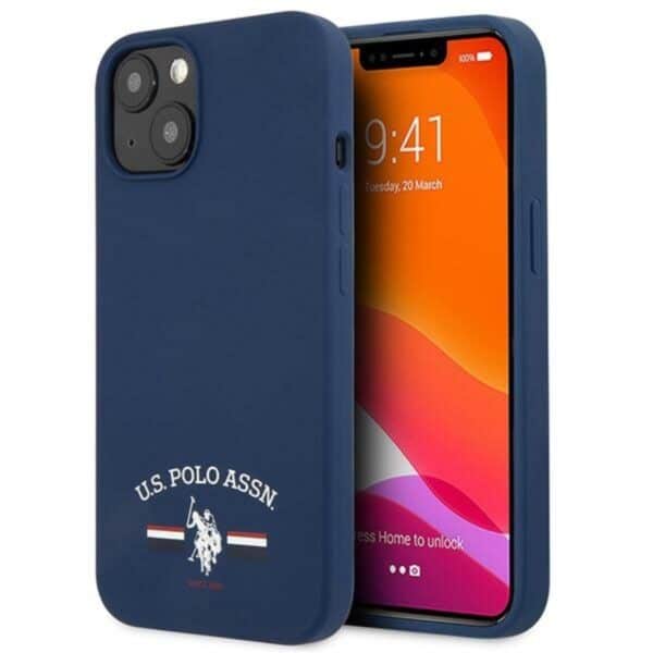 JAV „Polo Assn“ silikoninis logotipas – „iPhone 13“ dėklas (tamsiai mėlynas)