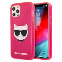 Karl Lagerfeld Choupette Head – dėklas, skirtas iPhone 12 / iPhone 12 Pro (Fluo Pink)