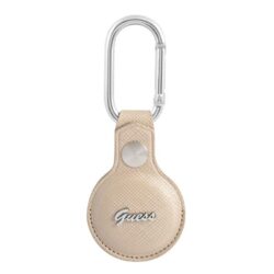 Guess Saffiano Script Dog Clip – AirTag dėklas (smėlio spalvos)