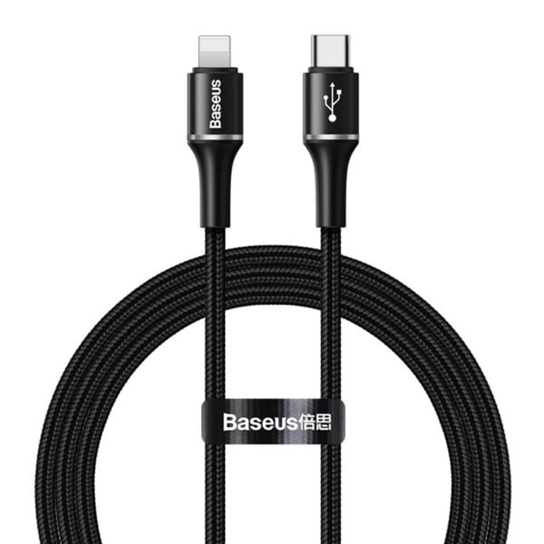 „Baseus Halo“ duomenų laidas Type-C į iP PD 18W – USB-C prie „Lightning“ jungties laidas 1 m (juodas)
