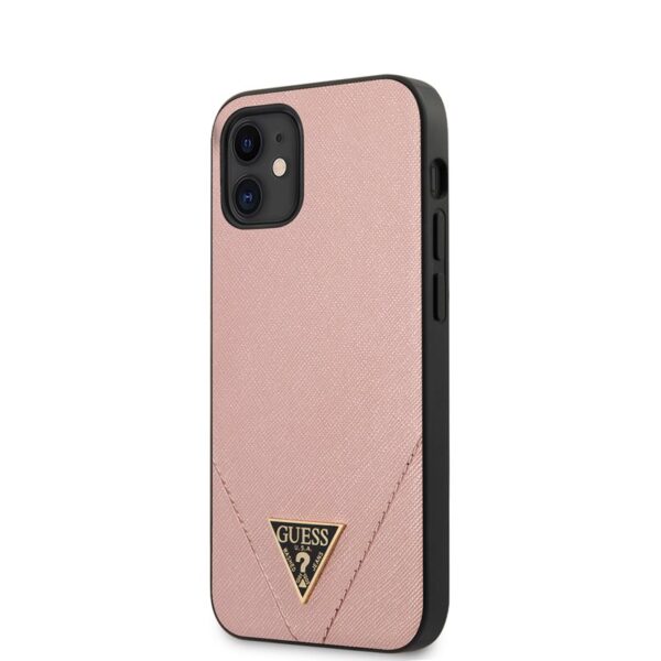 Guess Saffiano V – iPhone 12 Mini dėklas (rožinis)