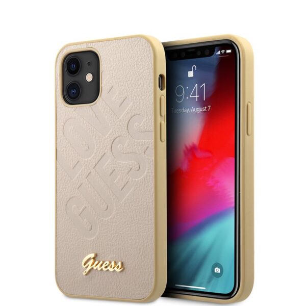 Guess Iridescent Love – iPhone 12 mini dėklas (auksinis)