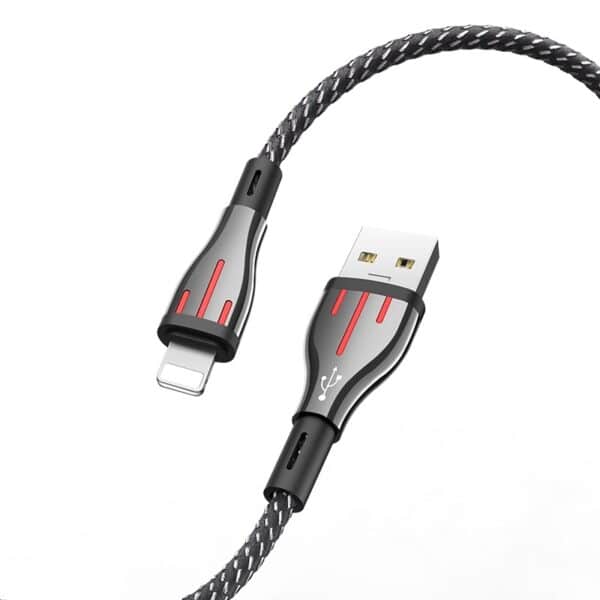 Borofone Highway – 1,2 m USB ir Lightning jungties laidas (juodas / pilkas)