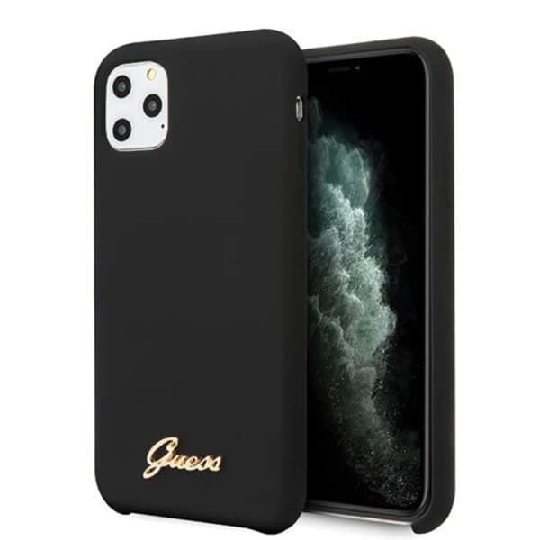 Guess Silicone Vintage – dėklas, skirtas iPhone 11 Pro Max (juodas)