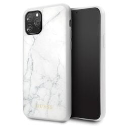 Guess marmurinis grūdinto stiklo dėklas – iPhone 11 Pro dėklas (baltas)