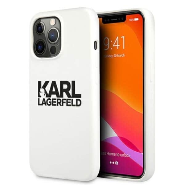 54717C2F-3754-EC11-91AD-2CEA7FB072AA.jpg Karl Lagerfeld Silicone Stack logotipas – dėklas, skirtas iPhone 13 Pro (baltas)