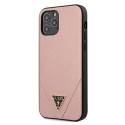 Guess Saffiano V – dėklas, skirtas iPhone 12 / iPhone 12 Pro (rožinis)