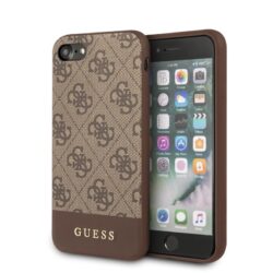 Guess 4G Bottom Stripe kolekcija – dėklas iPhone SE 2020 / 8 / 7 (ruda)