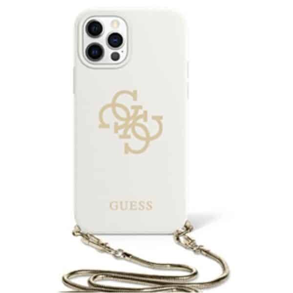 „Guess 4G Big Logo Chain“ – dėklas, skirtas „iPhone 12“ / „iPhone 12 Pro“ (baltas)