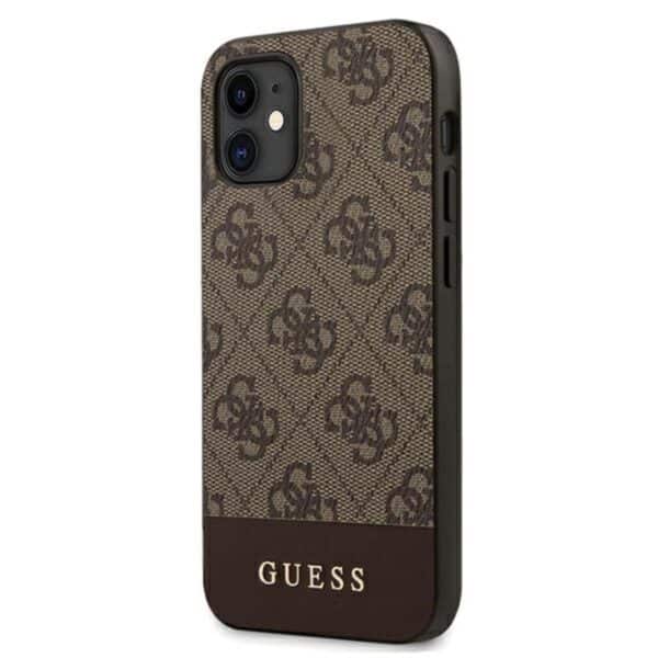 Guess 4G Bottom Stripe Collection – dėklas, skirtas iPhone 12 mini (rudas)