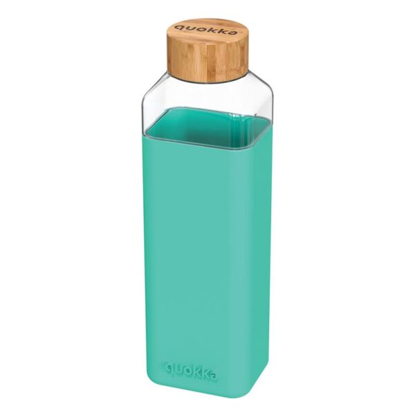 Quokka Storm - stiklinė, suapvalinta gertuvė su silikoniniu dangteliu 700ml (Teal)